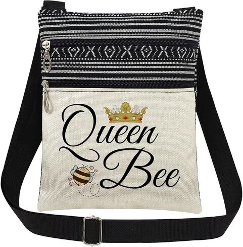 Queen Bee Women Adjustable Shoulder Strap Crossbody Bag Crown Ruby Emblem Print Messenger Bag Birthday Gift for Queen Sister in Saudi Arabia