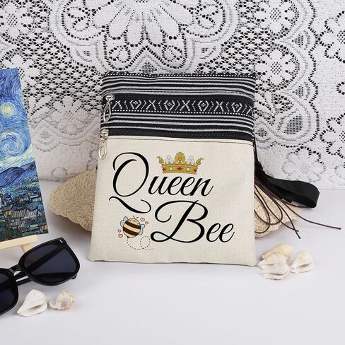 Queen Bee Women Adjustable Shoulder Strap Crossbody Bag Crown Ruby Emblem Print Messenger Bag Birthday Gift for Queen Sister in Saudi Arabia