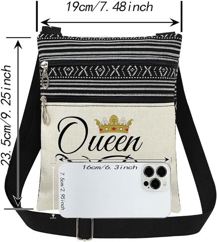 Queen Bee Women Adjustable Shoulder Strap Crossbody Bag Crown Ruby Emblem Print Messenger Bag Birthday Gift for Queen Sister in Saudi Arabia