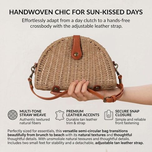 Straw Crossbody Bag for Women Woven Beach Bag 2026 Summer Handmade Purses Wicker Rattan Bag,Travel Holiday Vacation in Saudi Arabia