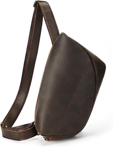 NIUCUNZH Genuine Leather Mens Sling Bag for Women Vintage Small Crossbody Bags Purse for Hiking Travel Chest Daypack in Saudi Arabia