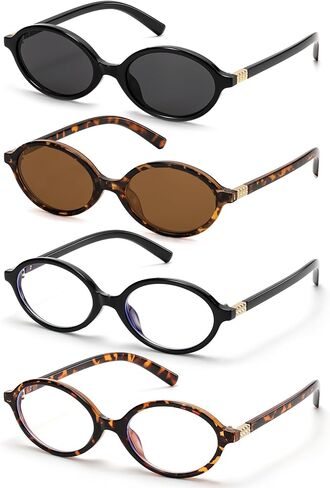 ViewJoy Retro Oval 2Pack Sunglasses&2Pack Blue Light Glasses in Saudi Arabia