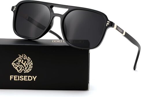 FEISEDY Retro Polarized Aviator Sunglasses for Women Men 70s Vintage Trendy Square Sunnies UV400 Protection B0357 in Saudi Arabia