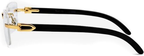 Men Women Rimless Gold Frame Black Woodgrain 90s Old School Rectangle Frameless Retro Trendy Cool Hip Hop Fashion Eye Glasses Clear Tint Glasses in Kuwait