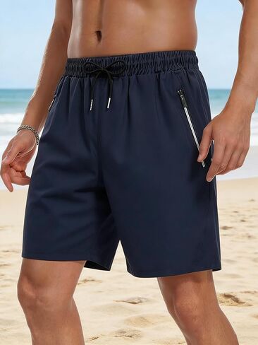 Men's Casual Shorts, Quick-Dry Streetwear with Pockets, 1-Pack Machine Washable Athletic Shorts for Vacation & Outdoor in Kuwait