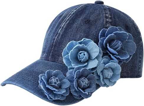 Flower Denim Hat for Women French Style Newsboy Cap Painter Artist Hat Vintage Baseball Cap in Saudi Arabia