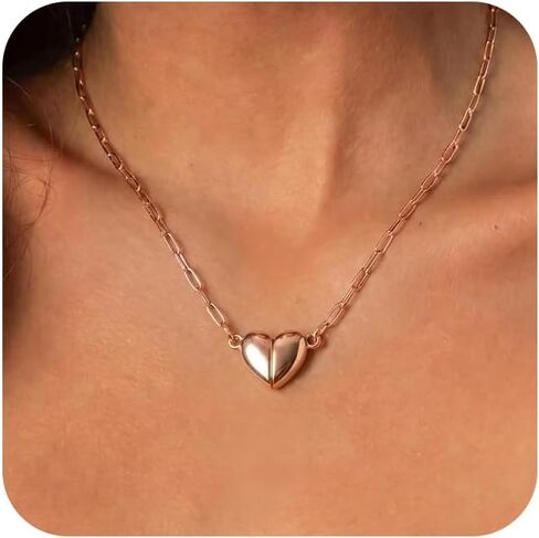 HERSIN Gold Pendant Necklace for Women Trendy, Dainty 14k Gold Plated Heart Necklace Simple Choker Charm Necklace for Womens Tiny Cute Gold Jewelry for Women Gifts Fashion Accessories in Saudi Arabia