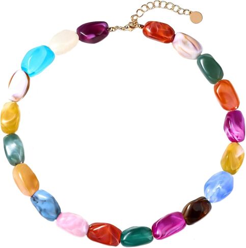 Chunky Beaded Necklaces for Women - Boho Statement Necklace Jewelry Accessories，Handmade Fashion Jewelry for Summer Vacation & Beach Party, Birthday Gifts for Women in Saudi Arabia