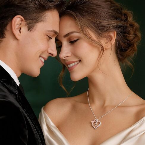 Iefil 925 Sterling Silver Bow Heart Necklace, Anniversary Birthday Gifts for Women Wife Mom Girlfriend, Mothers Day Valentines Day Gifts for Women Her in Kuwait