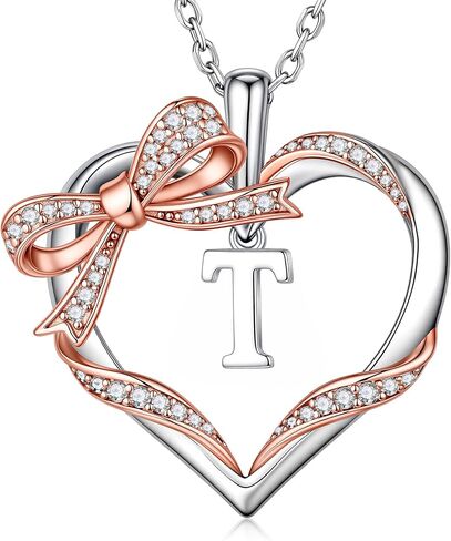 Iefil 925 Sterling Silver Bow Heart Necklace, Anniversary Birthday Gifts for Women Wife Mom Girlfriend, Mothers Day Valentines Day Gifts for Women Her in Kuwait