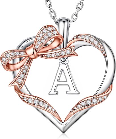 Iefil 925 Sterling Silver Bow Heart Necklace, Anniversary Birthday Gifts for Women Wife Mom Girlfriend, Mothers Day Valentines Day Gifts for Women Her in Kuwait