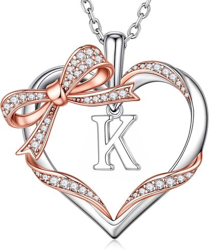 Iefil 925 Sterling Silver Bow Heart Necklace, Anniversary Birthday Gifts for Women Wife Mom Girlfriend, Mothers Day Valentines Day Gifts for Women Her in Kuwait