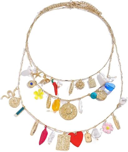 KOIS KL Handmade Multi-layer Bohemia Nacklaces for Women Fashion Boho Vintage Choker Necklaces Gift for Women with Beautiful Gift Box in Kuwait
