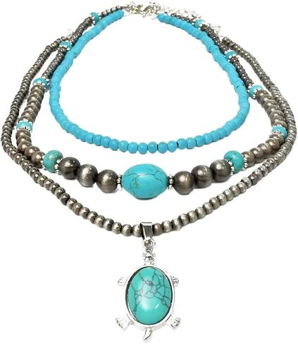 KOIS KL Handmade Multi-layer Bohemia Nacklaces for Women Fashion Boho Vintage Choker Necklaces Gift for Women with Beautiful Gift Box in Kuwait