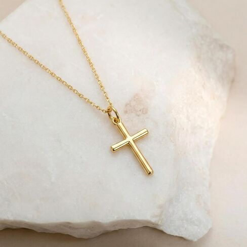 Cross Necklace for Women Gold Cross Necklaces for Women 14K Gold Crosses Chain Pendant Necklace for Womens Soft Curves and Gentle Feminine Shape Crosses Pendant for Womens Necklaces 45+5cm in Kuwait