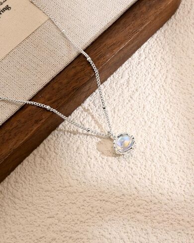 Silver Moonstone Necklace for Women Dainty Filigree Opal Birthstone Pendant Necklaces Healing Moonstone Jewelry New Beginnings Gifts for Her in Saudi Arabia