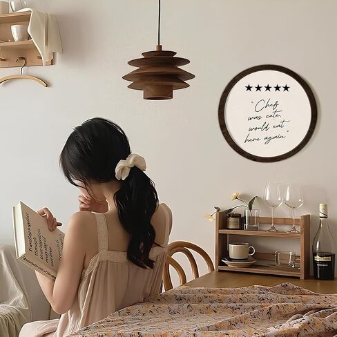 CalmVerve Funny Kitchen Round Wooden Wall Art, Neutral Minimalist Chef Was Cute Would Eat Here Again Wall Decor Framed for Kitchen Dining Room Restaurant, 10x10 inch in Saudi Arabia