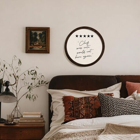 CalmVerve Funny Kitchen Round Wooden Wall Art, Neutral Minimalist Chef Was Cute Would Eat Here Again Wall Decor Framed for Kitchen Dining Room Restaurant, 10x10 inch in Saudi Arabia