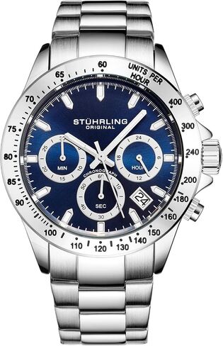 Stührling Original Men’s Chronograph Watch Stainless Steel Bracelet with Screw Down Crown and Water Resistant to 100 M. Analog Dial Quartz Movement in Kuwait