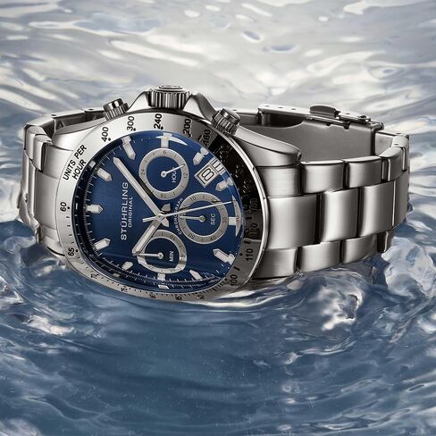 Stührling Original Men’s Chronograph Watch Stainless Steel Bracelet with Screw Down Crown and Water Resistant to 100 M. Analog Dial Quartz Movement in Kuwait
