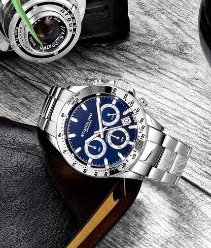 Stührling Original Men’s Chronograph Watch Stainless Steel Bracelet with Screw Down Crown and Water Resistant to 100 M. Analog Dial Quartz Movement in Kuwait