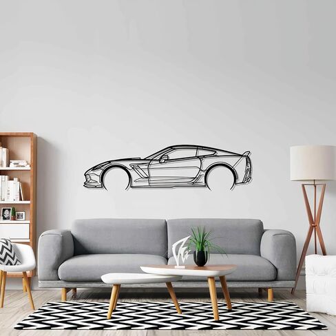 Corvette C Series Model Car Metal Wall Art, Minimalist Car Silhouette Metal Wall Decor for Game Room, Office, Bedroom, Home Decor, Man Cave Artwork, Gift for men, Husband, Boyfriend (Corvette c7 z06, 45") in Saudi Arabia