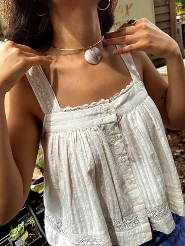 Women Lace Eyelet Tank Top Square Neck Ruffle Peplum Cami Top Lace Trim Embroidery Sleeveless Tank Vest in Saudi Arabia