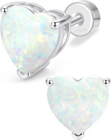 Flat Back Stud Earrings for Women, 18K White Gold Plated 925 Sterling Silver Zirconia Flatback Studs for Poke-Free Sleep, Hypoallergenic Jewelry Birthday Gift for Wife Girlfriend Mom Daughter in Saudi Arabia