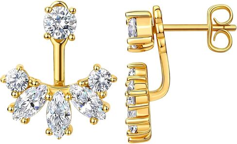 1PCS Ear Jacket Earrings for Women, Sparkling Earring Jackets for Studs, Elegant Earring Jackets ，Cubic Zirconia Leaf Design Front Back Earrings,Fashion Jewelry For Her in Saudi Arabia