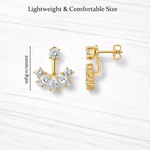 1PCS Ear Jacket Earrings for Women, Sparkling Earring Jackets for Studs, Elegant Earring Jackets ，Cubic Zirconia Leaf Design Front Back Earrings,Fashion Jewelry For Her in Saudi Arabia