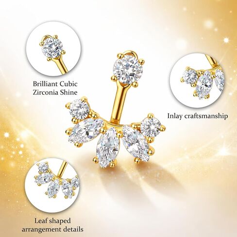 1PCS Ear Jacket Earrings for Women, Sparkling Earring Jackets for Studs, Elegant Earring Jackets ，Cubic Zirconia Leaf Design Front Back Earrings,Fashion Jewelry For Her in Saudi Arabia