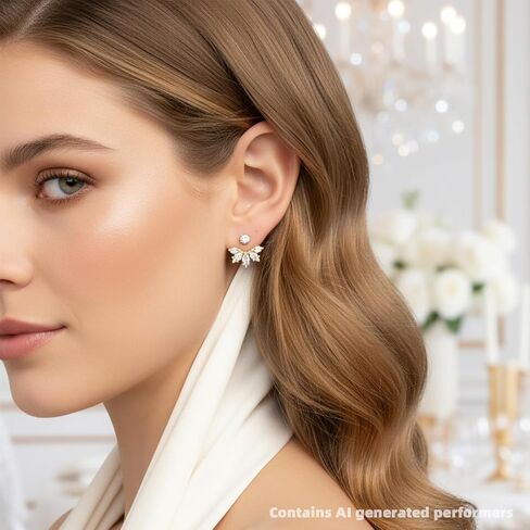 1PCS Ear Jacket Earrings for Women, Sparkling Earring Jackets for Studs, Elegant Earring Jackets ，Cubic Zirconia Leaf Design Front Back Earrings,Fashion Jewelry For Her in Saudi Arabia