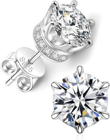 Moissanite Stud Earrings for Women Men 1-2.4ct D Color VVS1 Lab Grown Moissanite Earrings 18K White Gold Plated 925 Sterling Silver Crown Halo Studs for Sensitive Ears Gift for Anniversary in Saudi Arabia