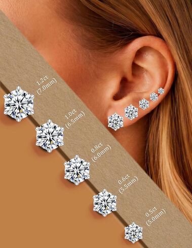 Moissanite Stud Earrings for Women Men 1-2.4ct D Color VVS1 Lab Grown Moissanite Earrings 18K White Gold Plated 925 Sterling Silver Crown Halo Studs for Sensitive Ears Gift for Anniversary in Saudi Arabia