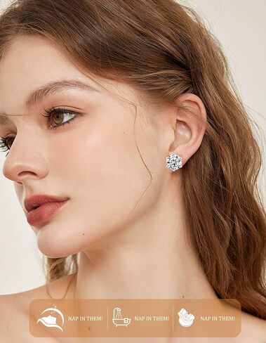 Moissanite Stud Earrings for Women Men 1-2.4ct D Color VVS1 Lab Grown Moissanite Earrings 18K White Gold Plated 925 Sterling Silver Crown Halo Studs for Sensitive Ears Gift for Anniversary in Saudi Arabia