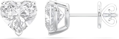 1 Carat Heart Moissanite Push Back Gold Plated Silver Diamond Stud Earrings for Women For Unisex Made in Sterling Silver in Saudi Arabia