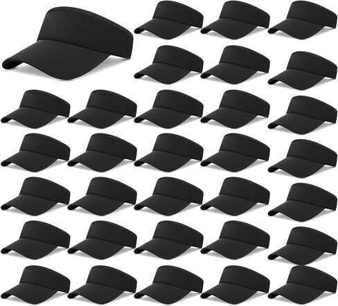 32 Pack Adjustable Sport Sun Visor Hats Bulk Solid Color Blank Golf Cap Anti Ultraviolet for Beach Tennis Baseball in Kuwait
