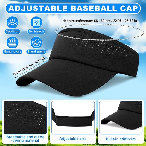 32 Pack Adjustable Sport Sun Visor Hats Bulk Solid Color Blank Golf Cap Anti Ultraviolet for Beach Tennis Baseball in Kuwait