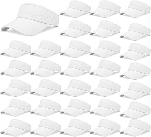 32 Pack Adjustable Sport Sun Visor Hats Bulk Solid Color Blank Golf Cap Anti Ultraviolet for Beach Tennis Baseball in Kuwait