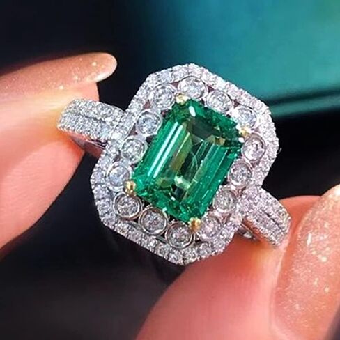 925 Silver Super Flash Fashion Powder Zircon hand jewelry Princess Ring Rose Gold Ring Found Diamond Ring Found Female Jewelry Earrings in Kuwait