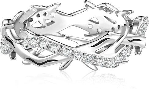Crown of Thorns Ring for Women - 925 Sterling Silver CZ Thorn Jesus Rings Faith-Based Christian Gifts Religious Jewelry for Christmas Easter Thanksgiving Day in Saudi Arabia