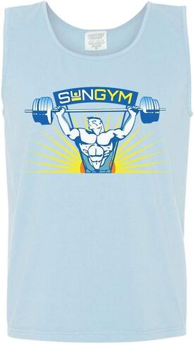 قميص بدون أكمام من Pain and Gain Sunny Gym للبالغين باللون الأزرق الفاتح in Kuwait