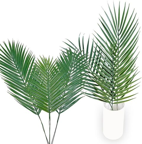 12PCS Artificial Green Palm Leaves Mixed Size Faux Tropical Palm Leaves Realistic Ferns for Home Decorations in Saudi Arabia