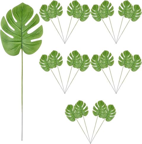 24 Pcs Artificial Palm Leaves, Faux Tropical Turtle Leaves, Decorative Green Fronds for Wedding Party Table Centerpieces, Wall Decor & Tropical Events in Saudi Arabia