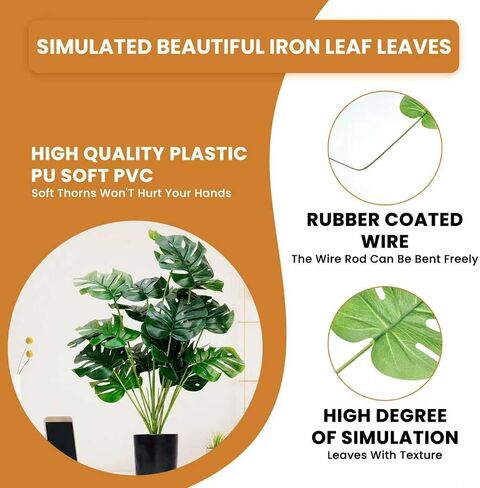 24 Pcs Artificial Palm Leaves, Faux Tropical Turtle Leaves, Decorative Green Fronds for Wedding Party Table Centerpieces, Wall Decor & Tropical Events in Saudi Arabia