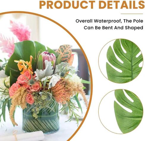 24 Pcs Artificial Palm Leaves, Faux Tropical Turtle Leaves, Decorative Green Fronds for Wedding Party Table Centerpieces, Wall Decor & Tropical Events in Saudi Arabia