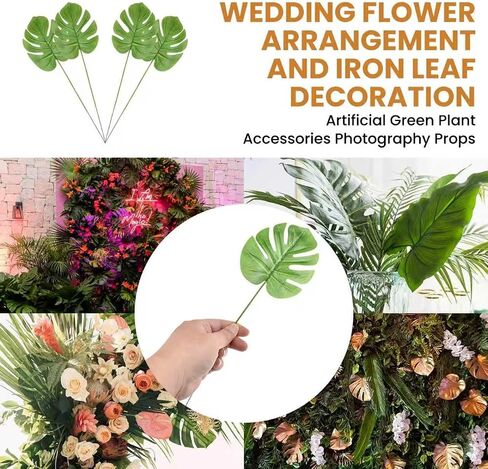24 Pcs Artificial Palm Leaves, Faux Tropical Turtle Leaves, Decorative Green Fronds for Wedding Party Table Centerpieces, Wall Decor & Tropical Events in Saudi Arabia