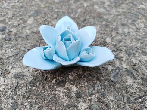 Echeveria Moon Fairy ，Light Blue, 2.76" Ceramic Flower Wall Décor Artificial 3D Flower Wall Art ,Handmade Ceramic Flowers, Decorative Floral Wall Art, Lifelike Artificial Wall Decor for Living Room Home Hallway Bedroom Kitchen Farmhouse Bathroom Dining Ro in Saudi Arabia