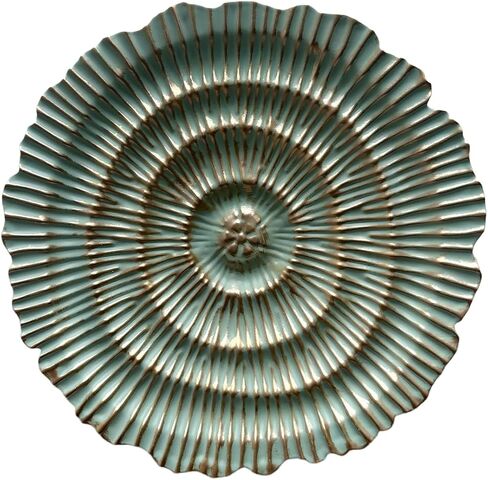 Picfarce Metal Flower Sunburst Wall Sculpture,10''Turquoise with Gold Lines, Ornate Circular Wall Art for Home Decor,Living Room, Bedroom, Restaurant,Outdoor Garden Courtyard Featured Artworks in Saudi Arabia