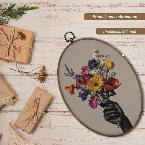 XBBMGG Black Woman Flowers Wall Art Decor, Funky African American Bouquet Oval Wall Hanging Decor, Abstract Aesthetic Framed Canvas Prints for Home Living Room Bedroom Decorations, 8.6x11.4inch in Saudi Arabia